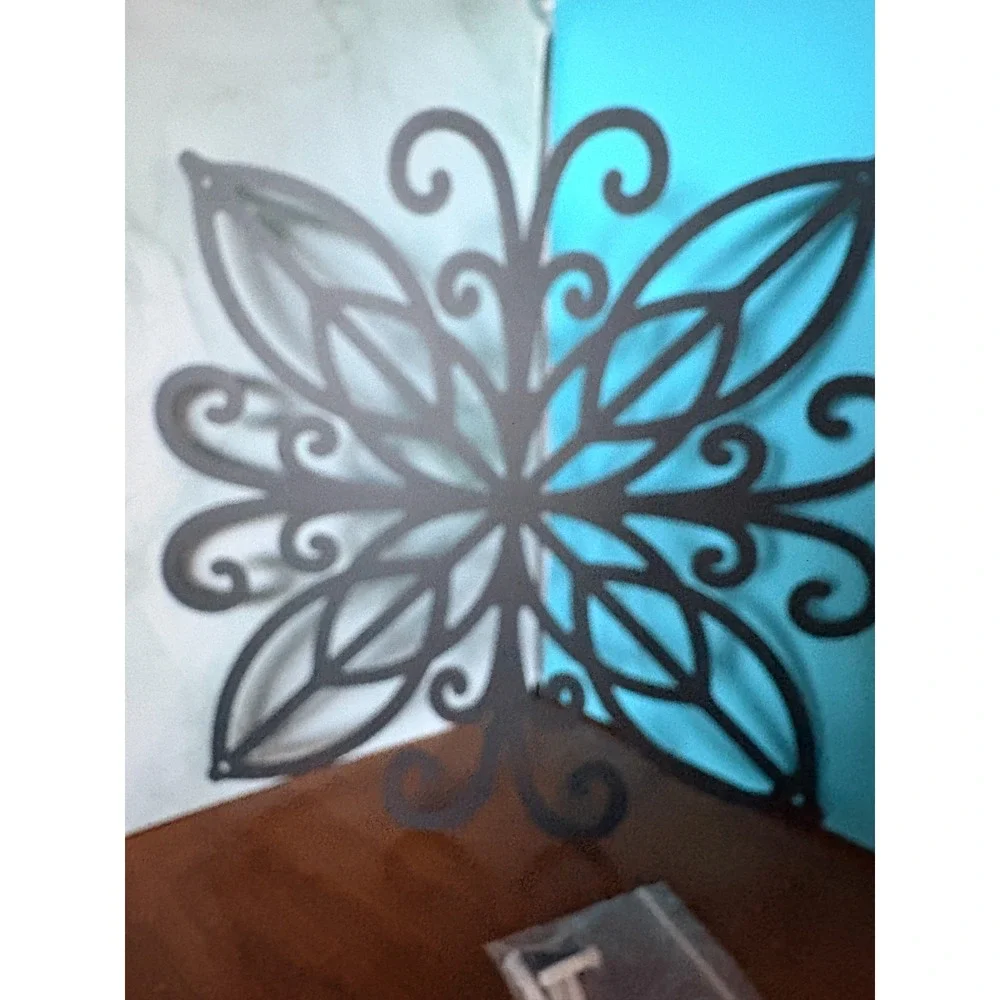 Decor Black Metal Wall Decoration Abstract Contemporary Matte Sculpture NIB